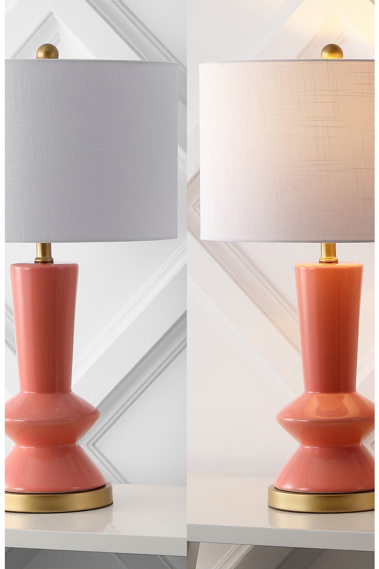 Ziggy Ceramic/Iron Contemporary Glam LED Table Lamp, Alternate, color, Coral/Brass Gold