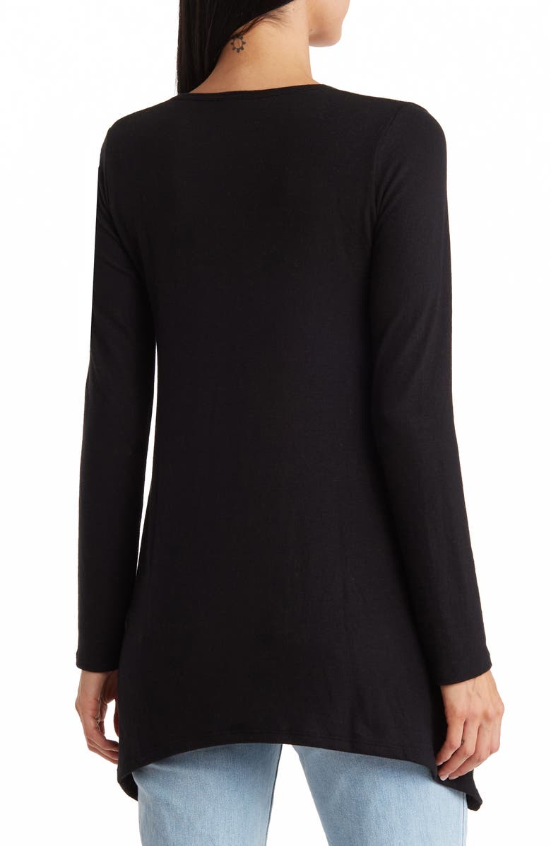 GO COUTURE Assymetrical Leopard Heart Swing Sweater, Alternate, color, Black Print 1