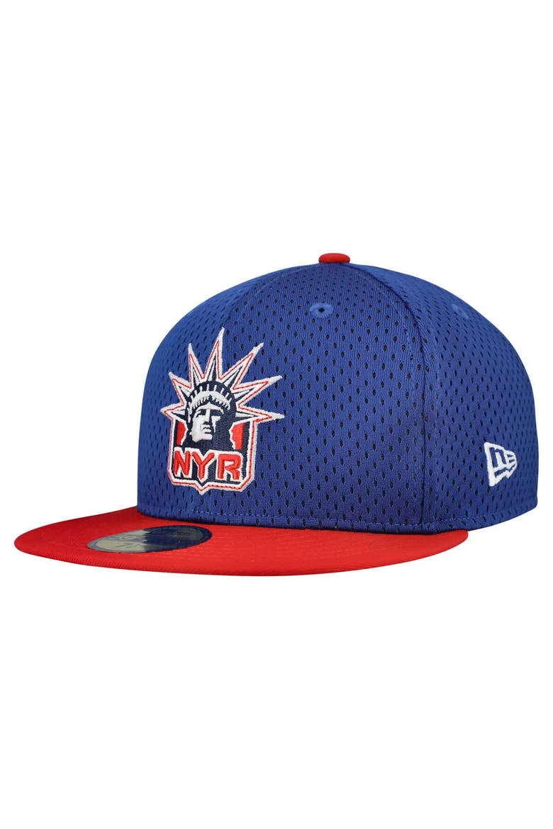 Men's New Era Blue/Red New York Rangers Mesh Crown Two-Tone 59FIFTY Fitted Hat, Alternate, color, Blue