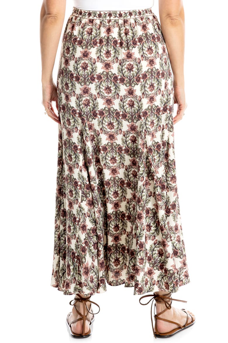 Godet Georgette Skirt, Alternate, color, ECRU/ MAUVE BAROQUE FLORAL