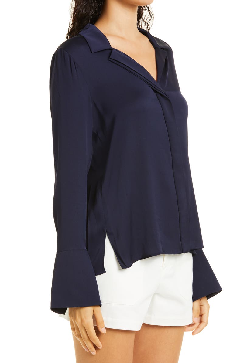 KOBI HALPERIN Liv Stretch Silk Blouse, Alternate, color, Midnight Blue