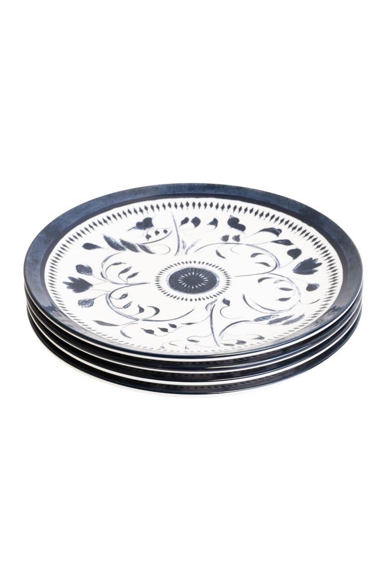 Bruges Porcelain 4-Piece Salad Plate Set, Alternate, color, Blue