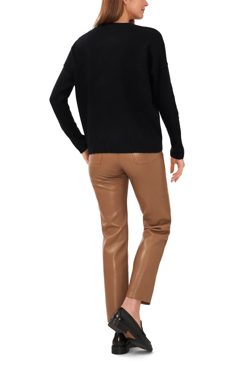 Vince Camuto Star Crewneck Sweater, Alternate, color, Rich Black