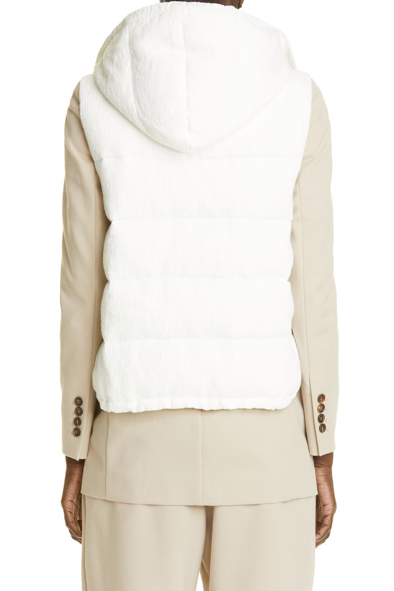 Linen Blend Hooded Down Vest, Alternate, color, BIANCO