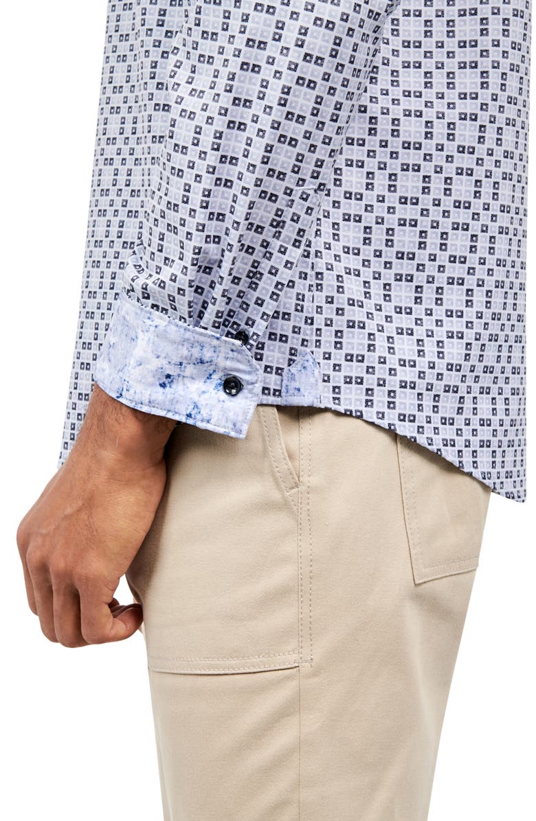 Brooklyn Brigade Slim Fit Stockton Square Geo Recycled 4-Way Stretch Performance Long Sleeve Shirt, Alternate, color,