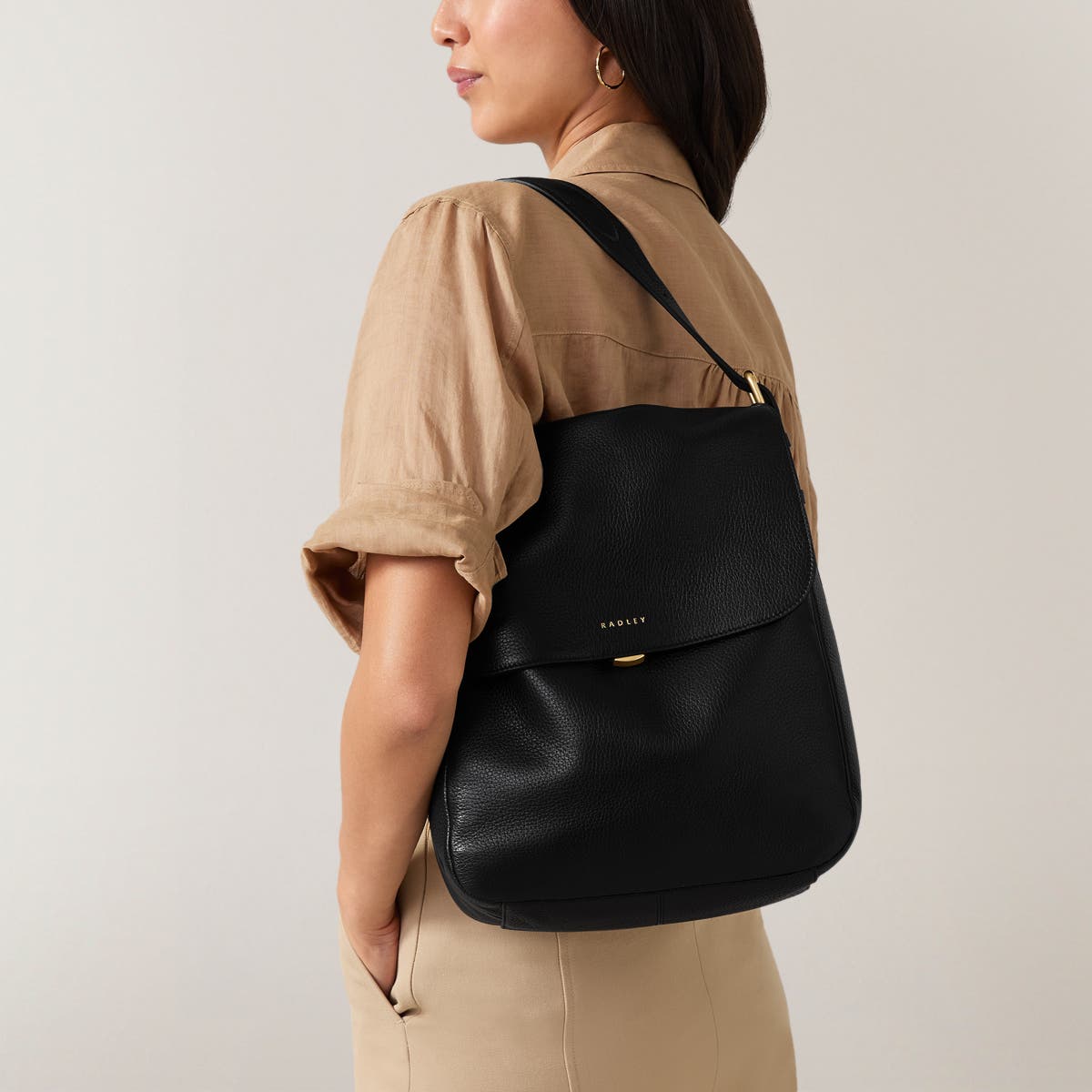 Radley Grafton Street Medium Flapover Backpack, Alternate, color, Black
