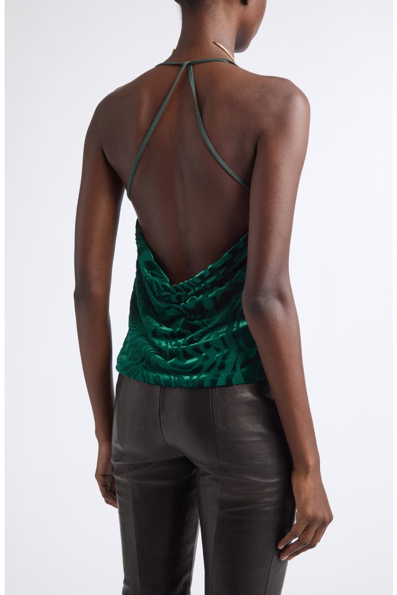 Amy Cowl Neck Halter Top, Alternate, color, DEEP EMERALD SWIRL