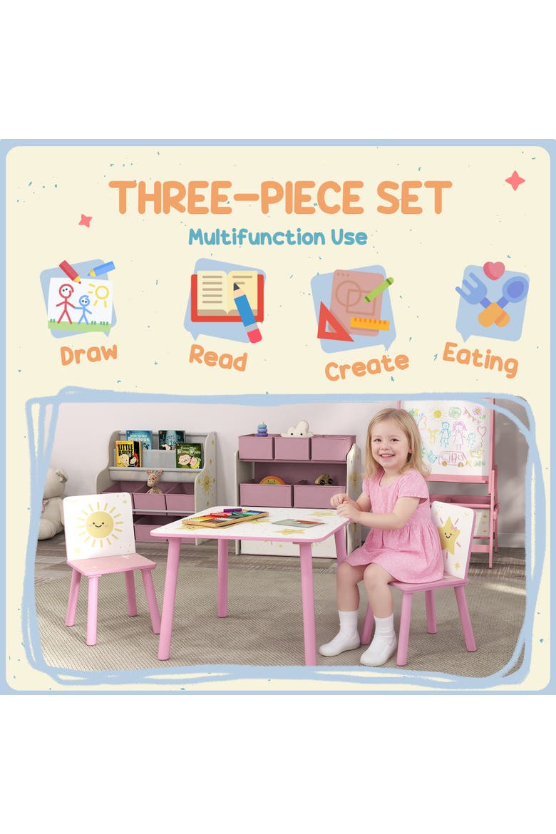 3-Piece Kids Table & Chairs Set, Bedroom/Nursery/Playroom, Alternate, color, Pink