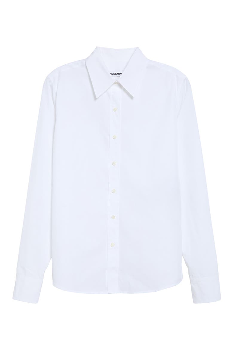 Fitted Classic Collar Cotton Poplin Button-Up Shirt, Main, color, OPTIC WHITE