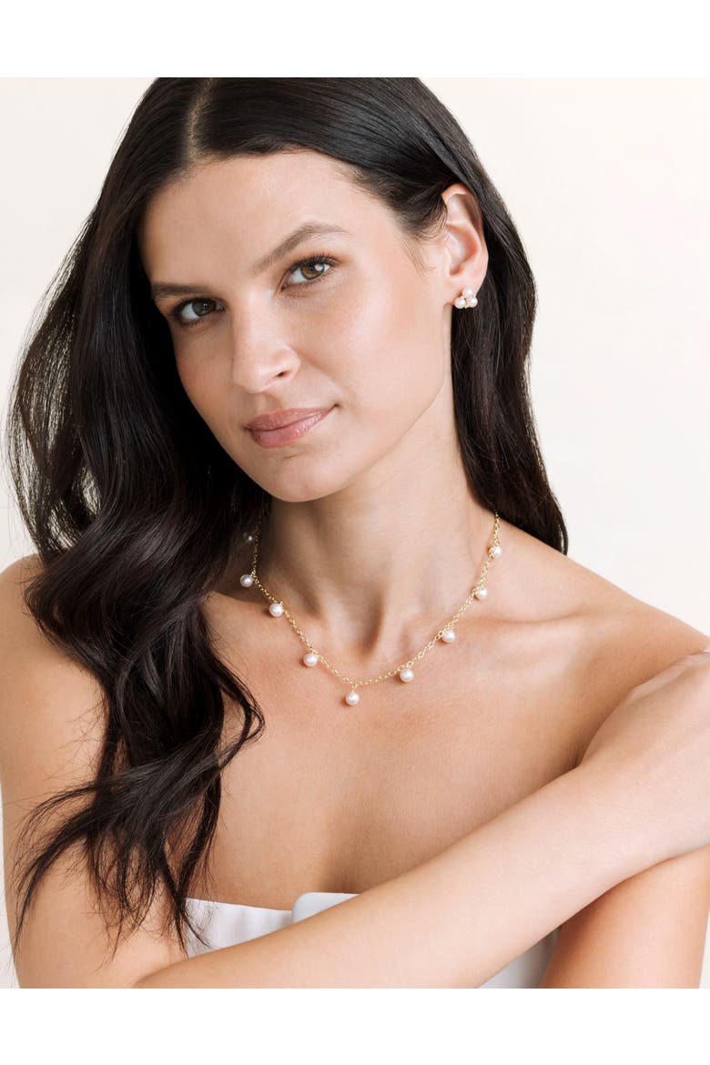 White Freshwater Pearl Isabella Necklace, Alternate, color, Yellow Gold Fill