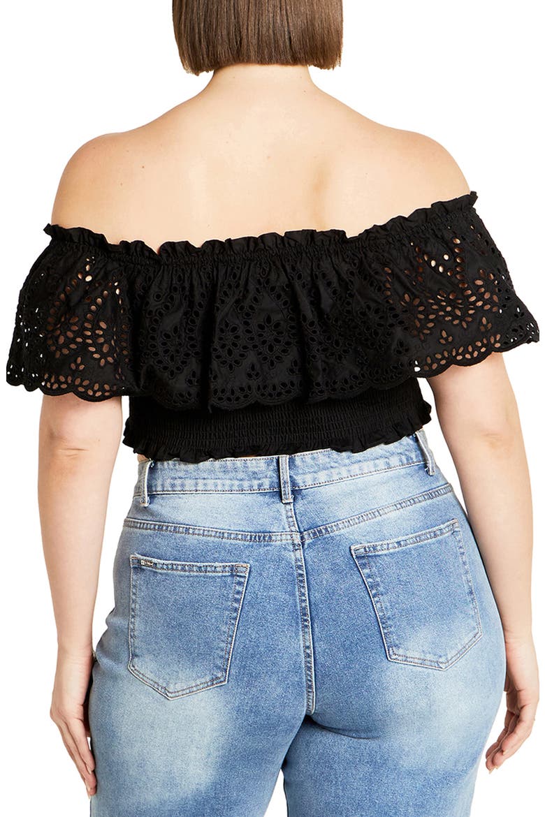 Jayde Eyelet Overlay Top, Alternate, color, BLACK
