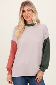PinkBlush Ribbed Colorblock Side Slit Top