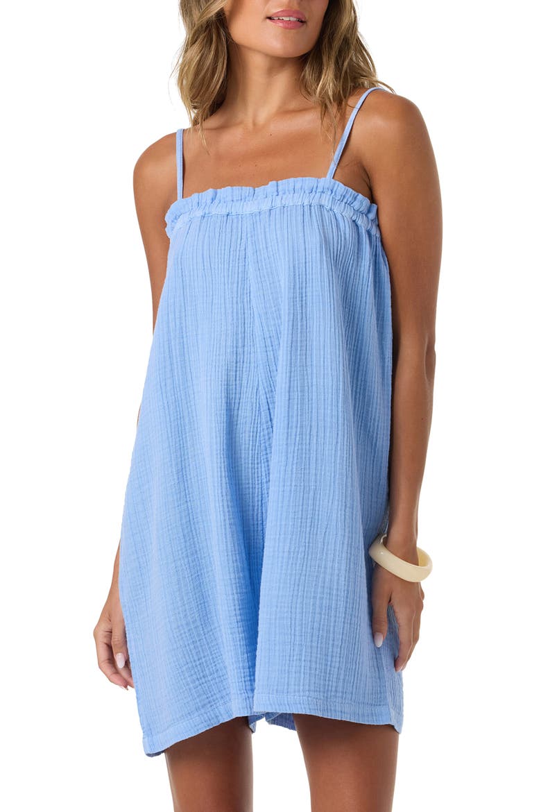 Audrey Gauze Romper, Alternate, color, BLUE GLASS
