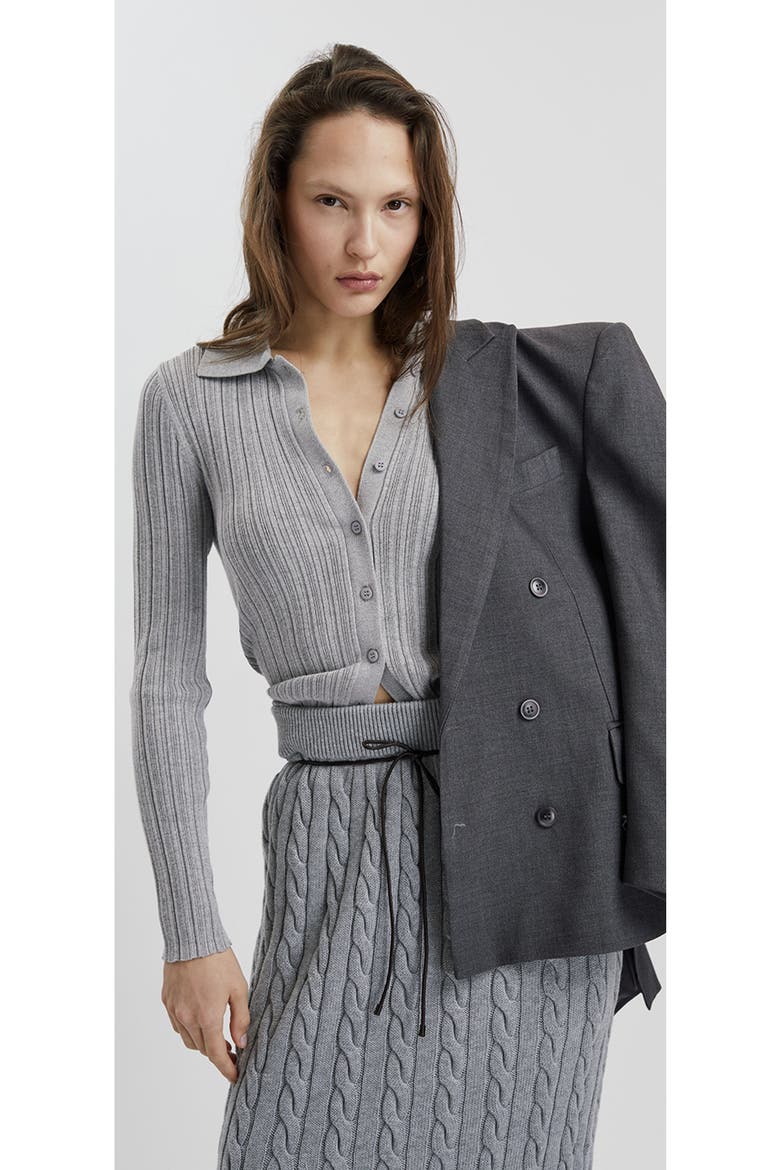 Stripped Knitted Cardigan, Main, color, GREY