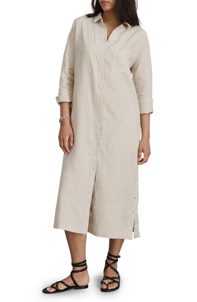Alex Mill Long Sleeve Linen Midi Shirtdress, Main, color,