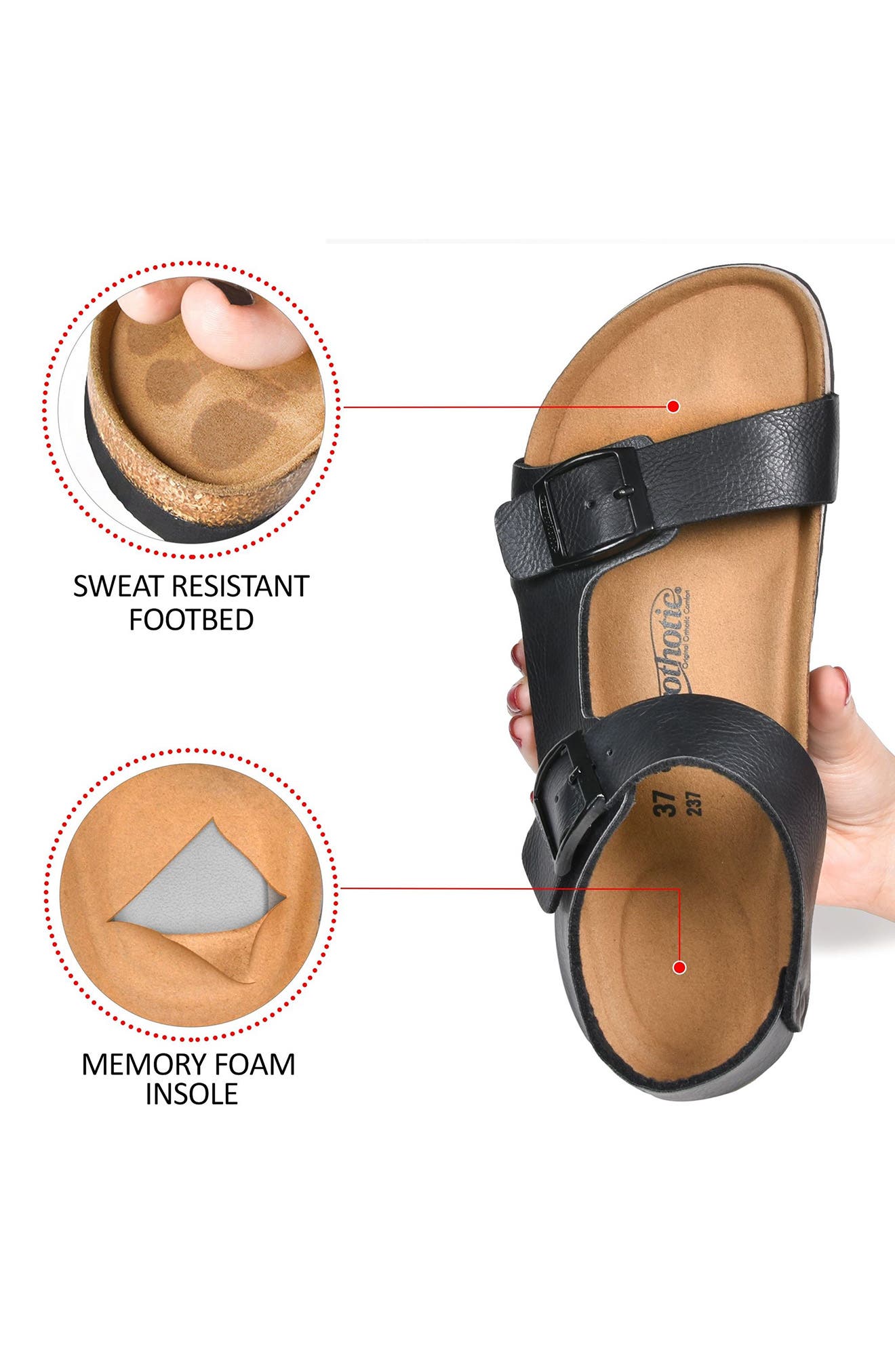 AEROTHOTIC Amulet Sandal, Alternate, color, Black