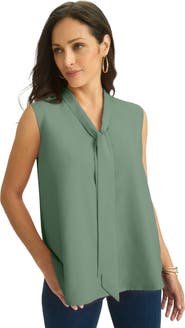 Jessica London Uptown Sleeveless Tie-Neck Blouse