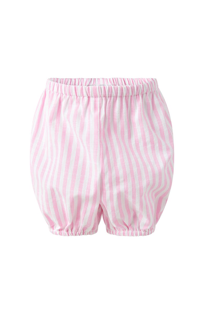 Rachel Riley Bow Smocked Striped Dress and Bloomers, Alternate, color, Pink