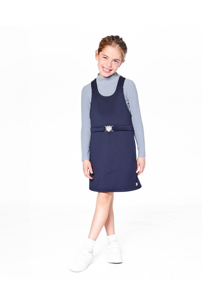 Milano Jumper Dress, Alternate, color, Navy Blue with Buckle Detail