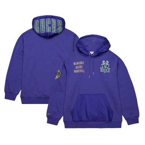 Men's Mitchell & Ness Purple Milwaukee Bucks  Team OG 2.0 Vintage Logo Fleece Pullover Hoodie