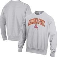 Champion Men's Champion Gray Arizona State Sun Devils Distressed Arch Over Logo Reverse Weave Crew Neck Sweatshirt