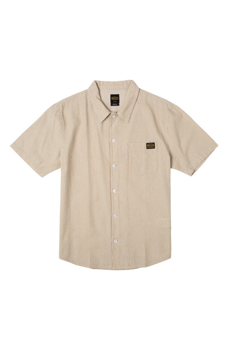 RVCA Dayshift Stripe Cotton Short Sleeve Button-Up Shirt, Alternate, color,