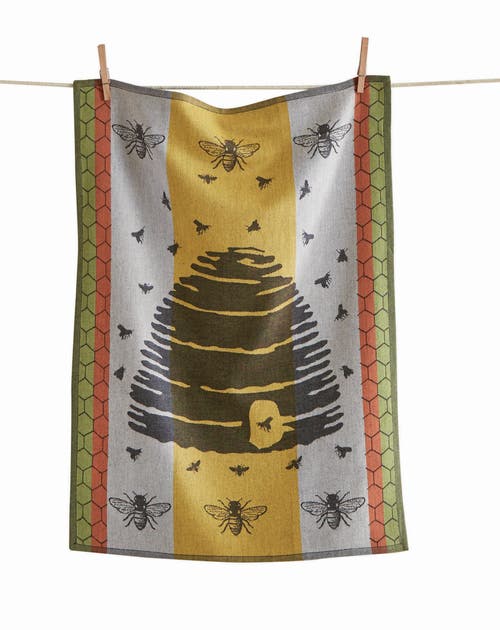 Tag 26l"x18w" Beehive Print Yellow Jacquard Cotton Dishtowel Kitchen Towel Yellow Machine Washasble In Multi