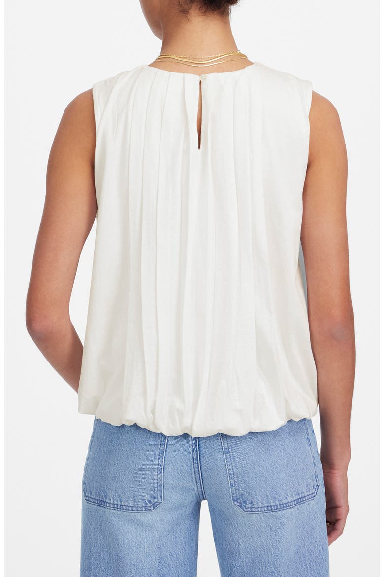 Cotton Pleated Bubble Top, Alternate, color, WHITE