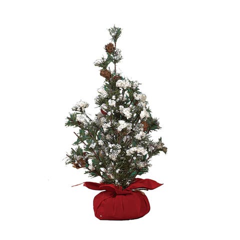 Small Artificial Tree in Gift Bag with Berries Gold Christmas Decoration
