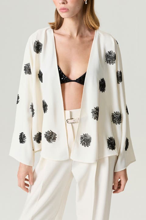 Beaded Open-Front Kimono