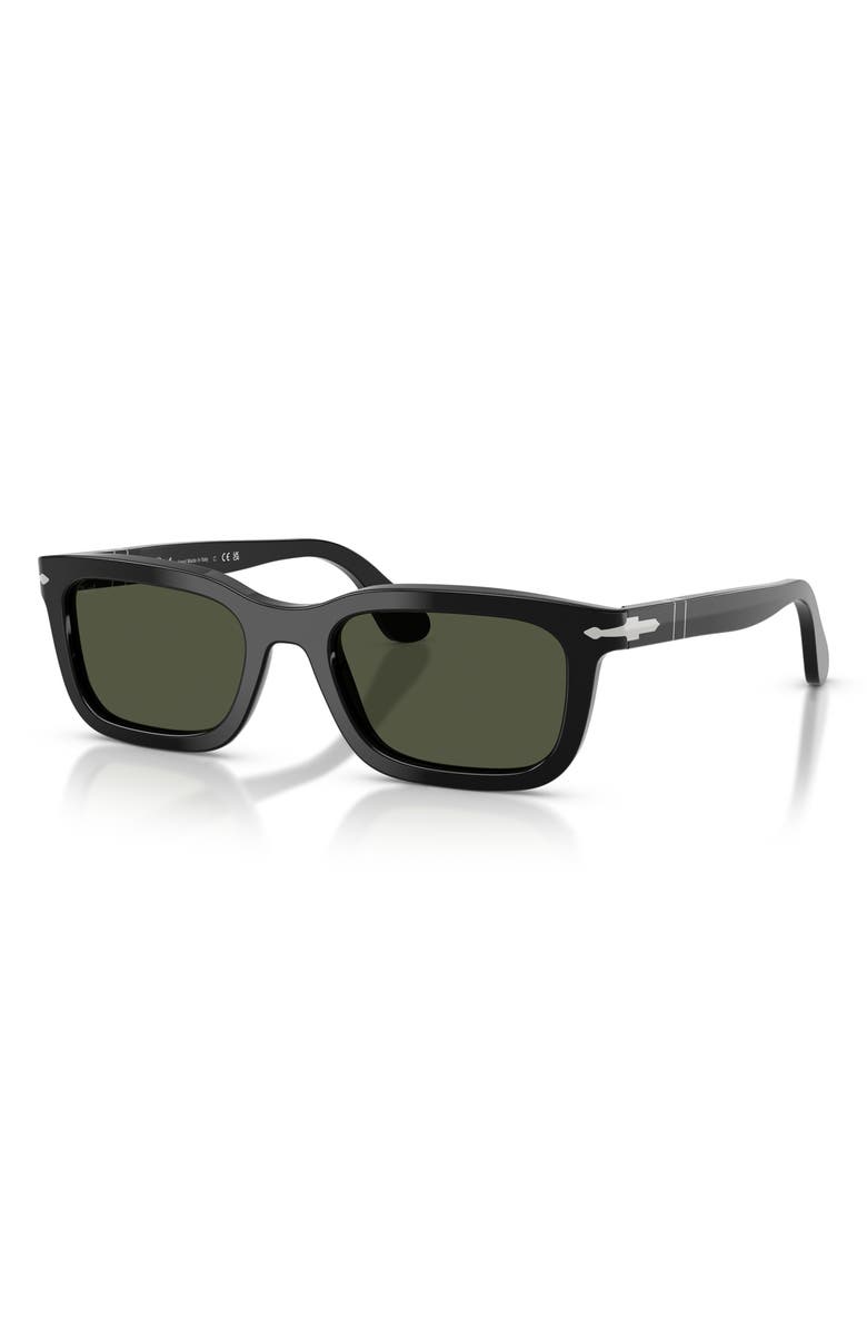 Persol 53mm Rectangular Sunglasses, Alternate, color, Black / Green