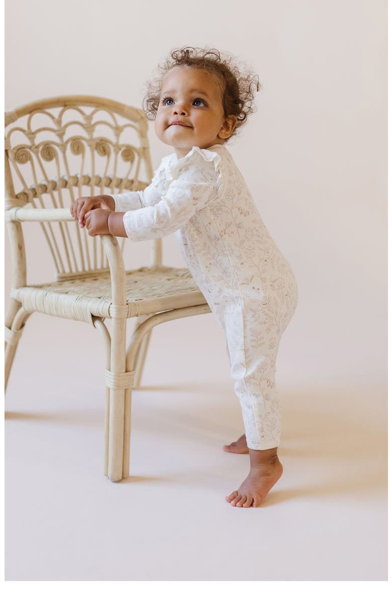 Secret Garden Ruffle Organic Cotton Romper, Alternate, color, IVORY