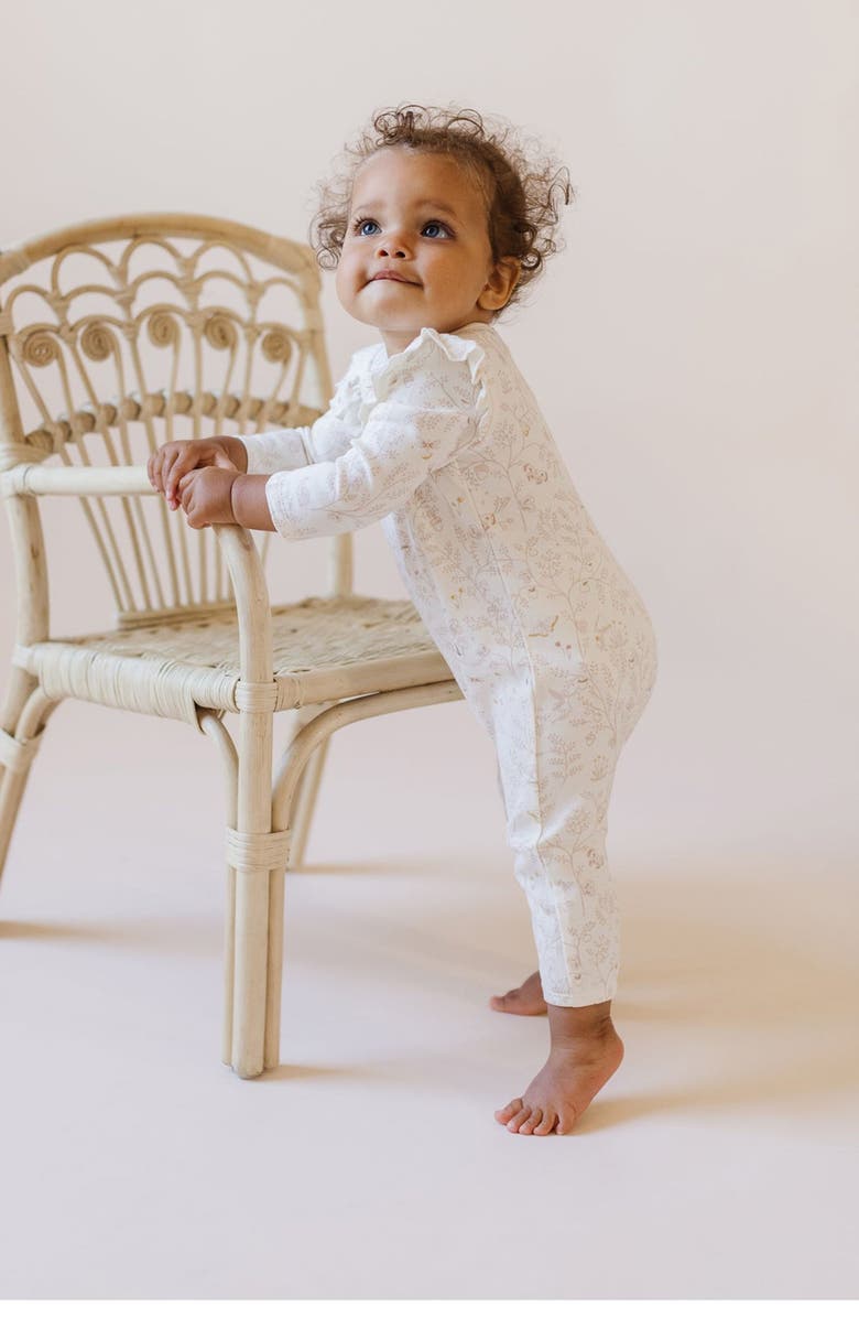 Pehr Secret Garden Ruffle Organic Cotton Romper, Alternate, color, 