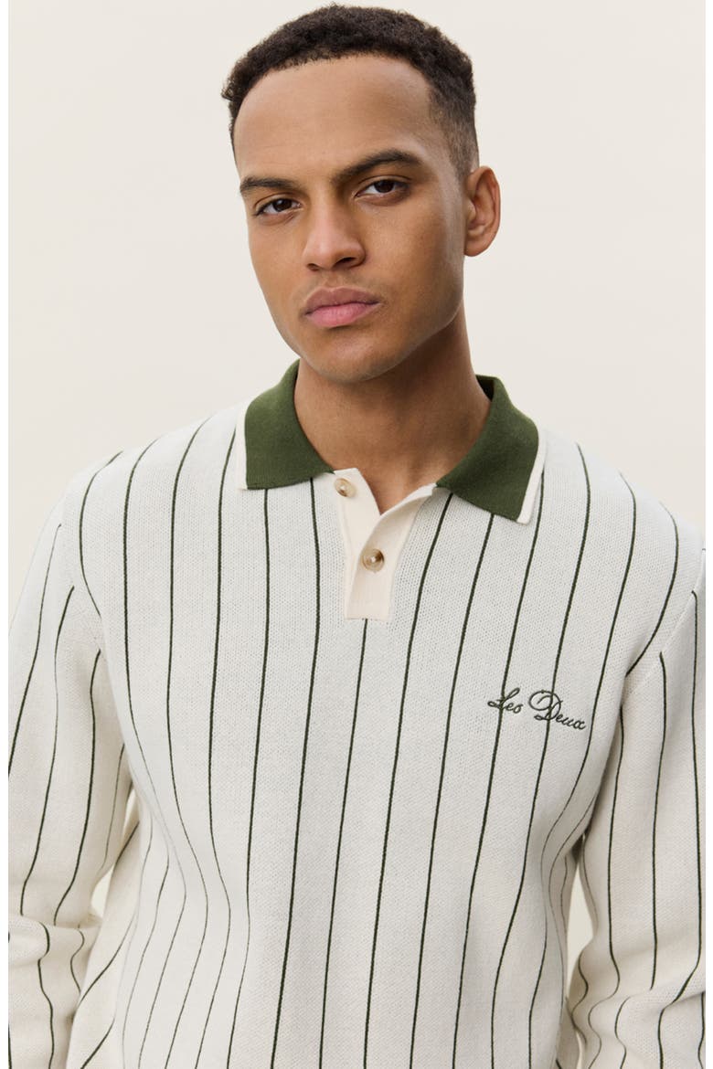 Signature Knitted Long Sleeve Polo, Alternate, color, IVORY