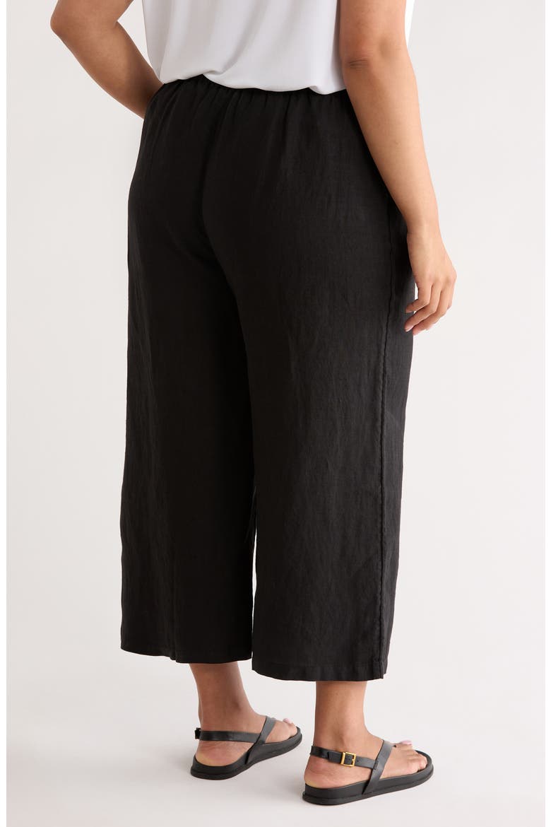 Wide Leg Crop Linen Pants, Alternate, color, BLACK