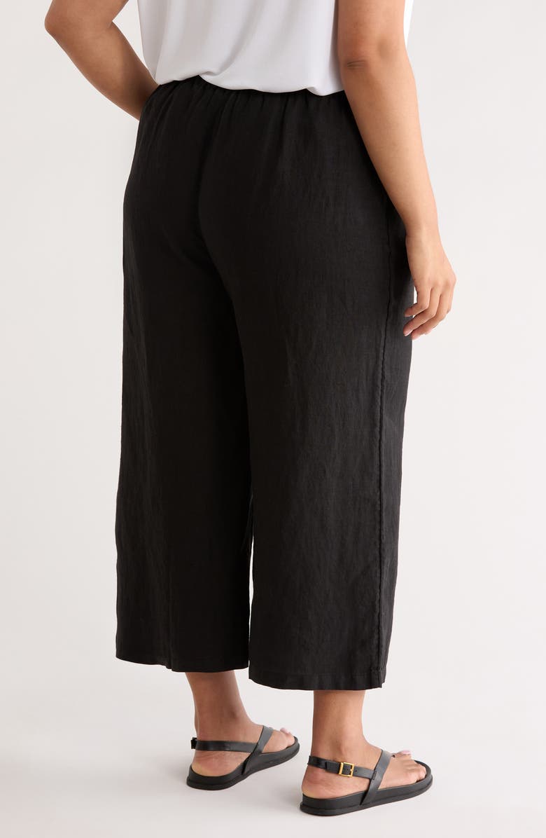 Caslon<sup>®</sup> Wide Leg Crop Linen Pants, Alternate, color, Black