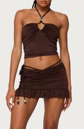 EDIKTED Koda Beaded Halter Crop Top