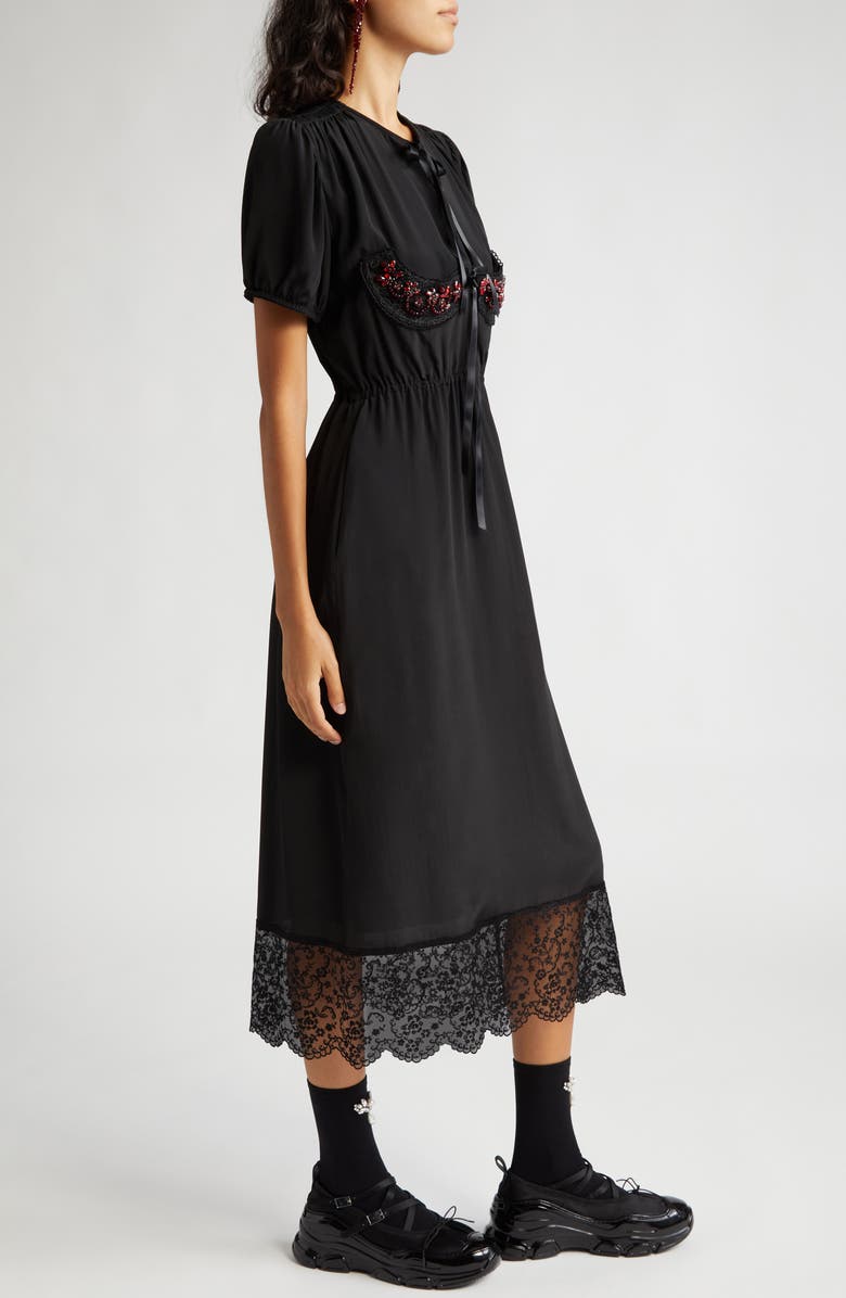 Simone Rocha Cup Detail Elastic Waist Midi Dress, Alternate, color, 