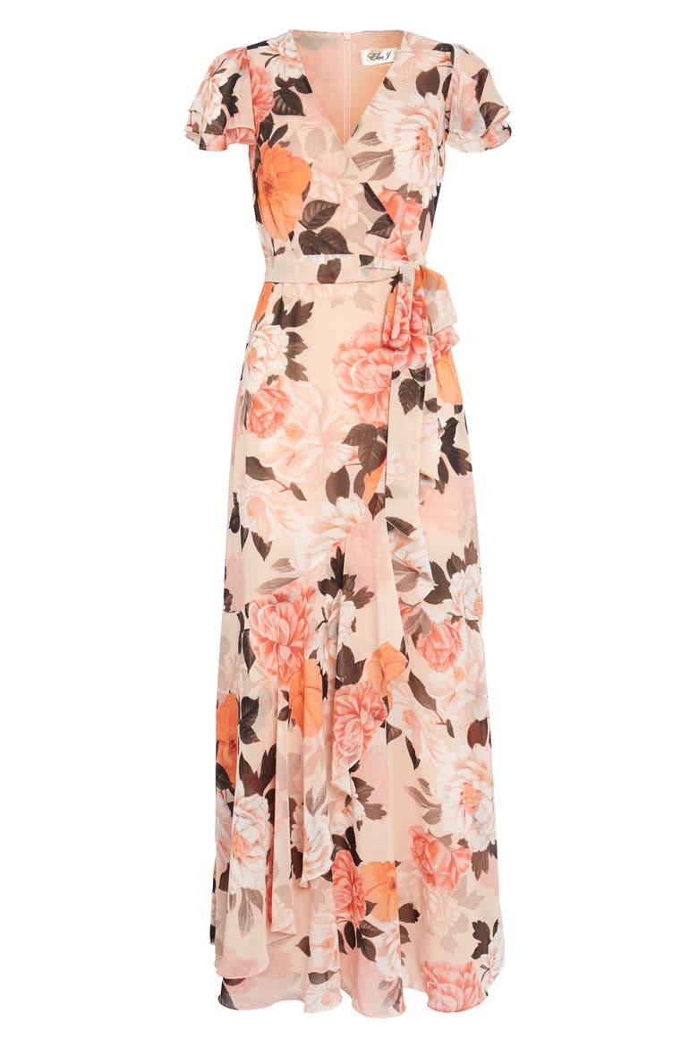 Faux Wrap Maxi Dress, Alternate, color, BLUSH