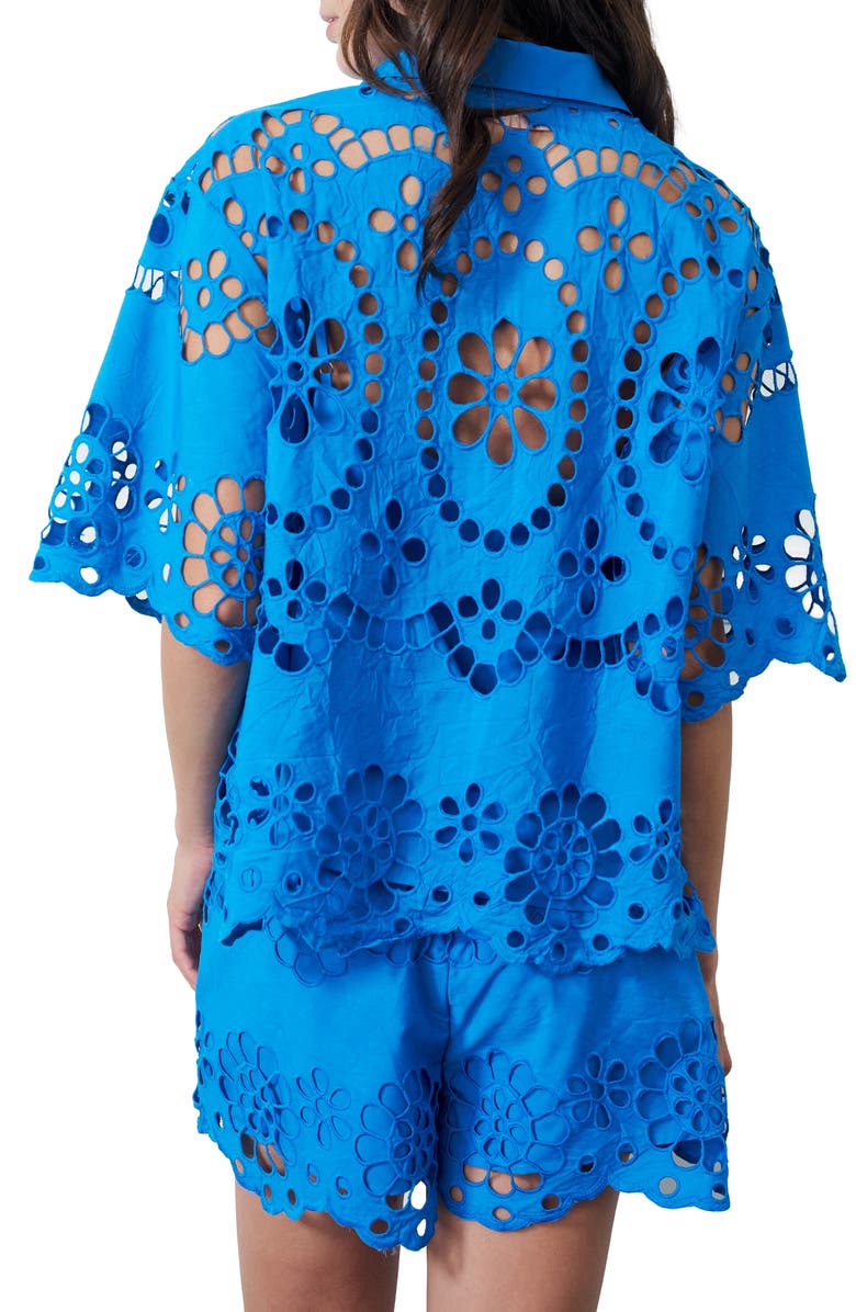 CIEBON Maiea Cotton Eyelet Button-Up Shirt, Alternate, color, Blue