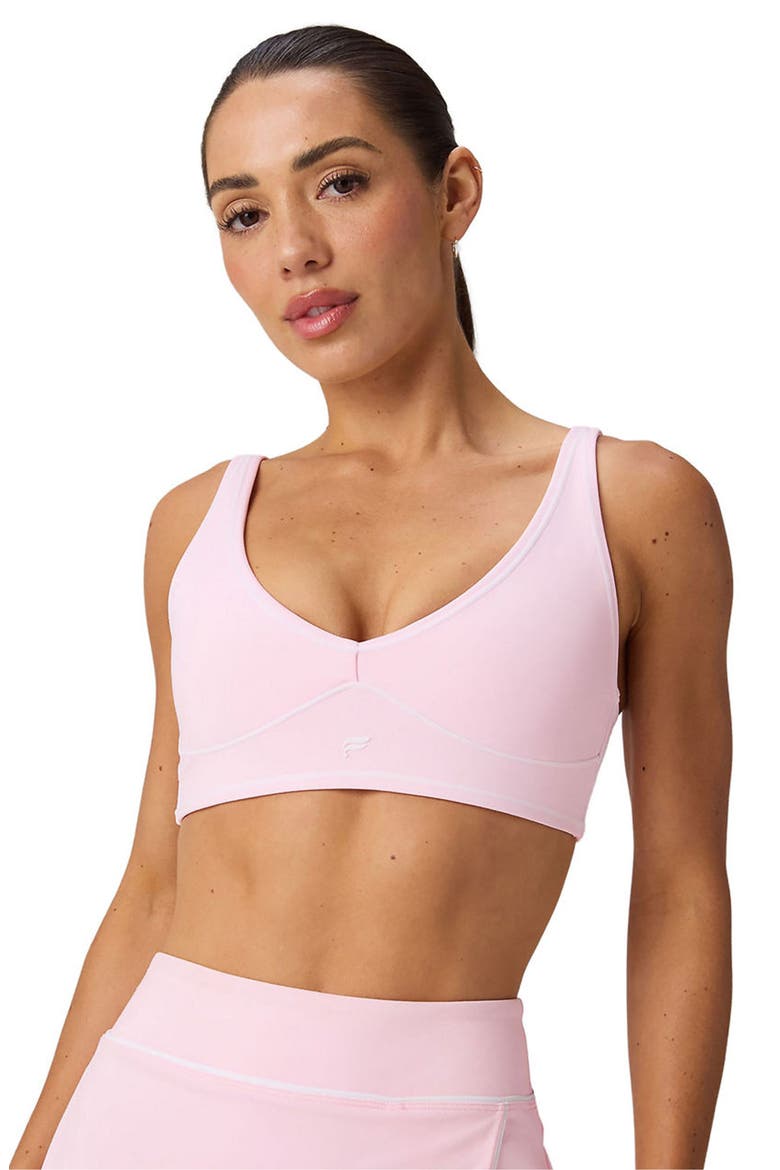 PureLuxe Longline Low Impact Bra, Main, color, Soft Pink/Classic White