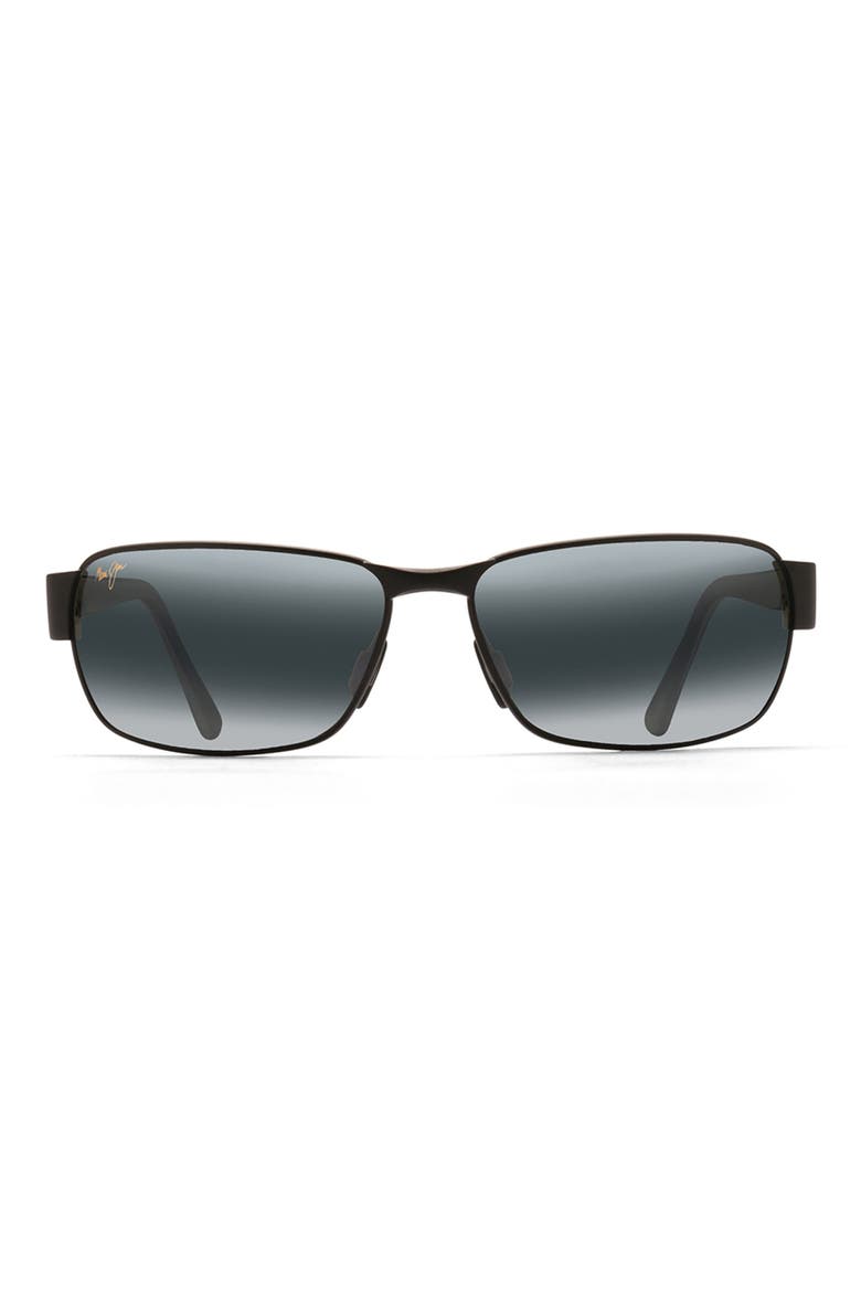 Black Coral 65mm Polarized Oversize Rectangular Sunglasses, Main, color, MATTE BLACK