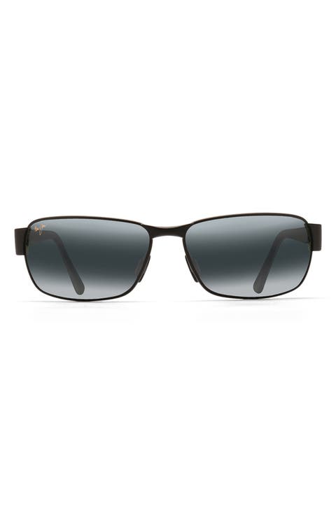 Black Coral 65mm Polarized Oversize Rectangular Sunglasses
