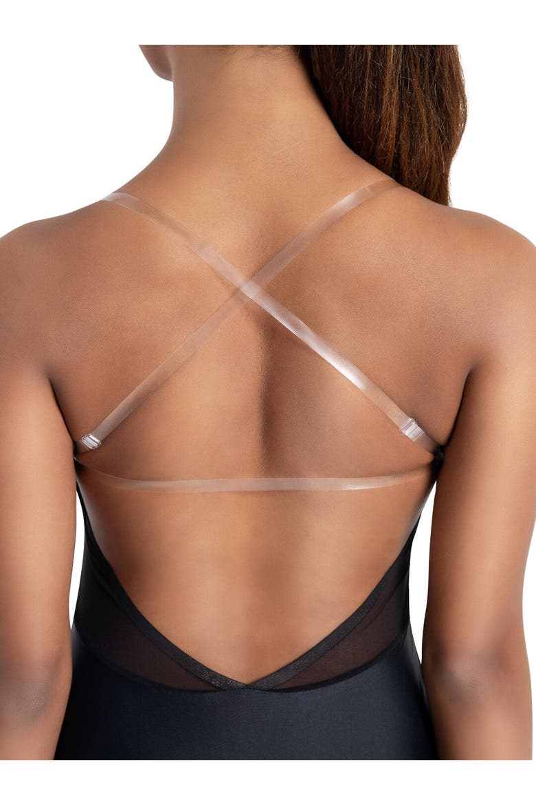 Deep Back Camisole Leotard, Alternate, color, black
