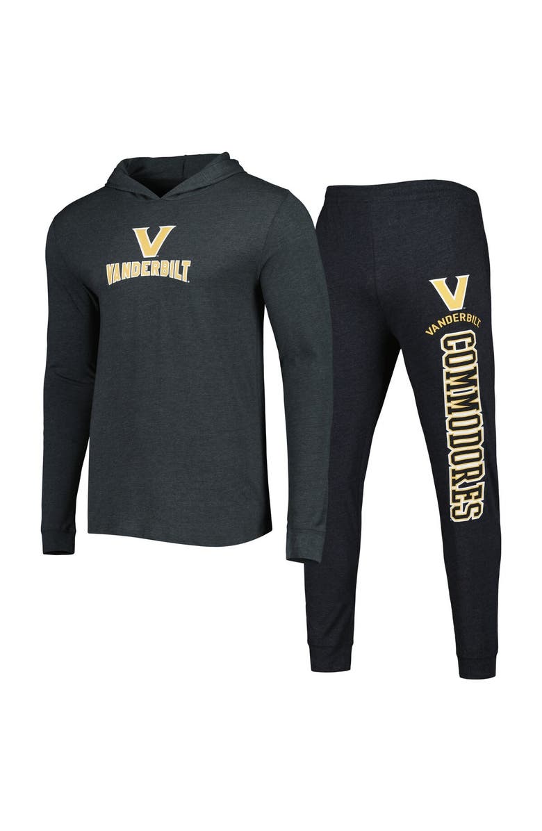 CONCEPTS SPORT Men's Concepts Sport Black/Charcoal Vanderbilt Commodores Meter Pullover Hoodie & Pant Sleep Set, Main, color, Black