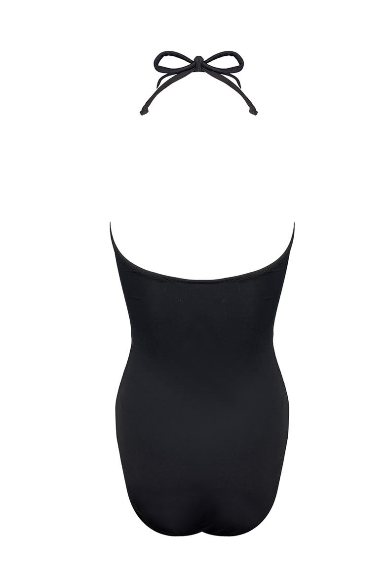 Hand-Made Crochet Flower Detail Cut-Out One Piece Swimsuit, Little Kid-Big Kid, Alternate, color, Black