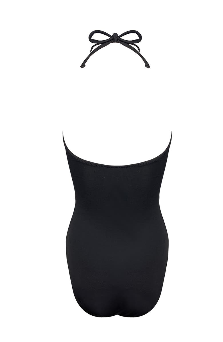 NESSI BYRD Hand-Made Crochet Flower Detail Cut-Out One Piece Swimsuit, Little Kid-Big Kid, Alternate, color, Black