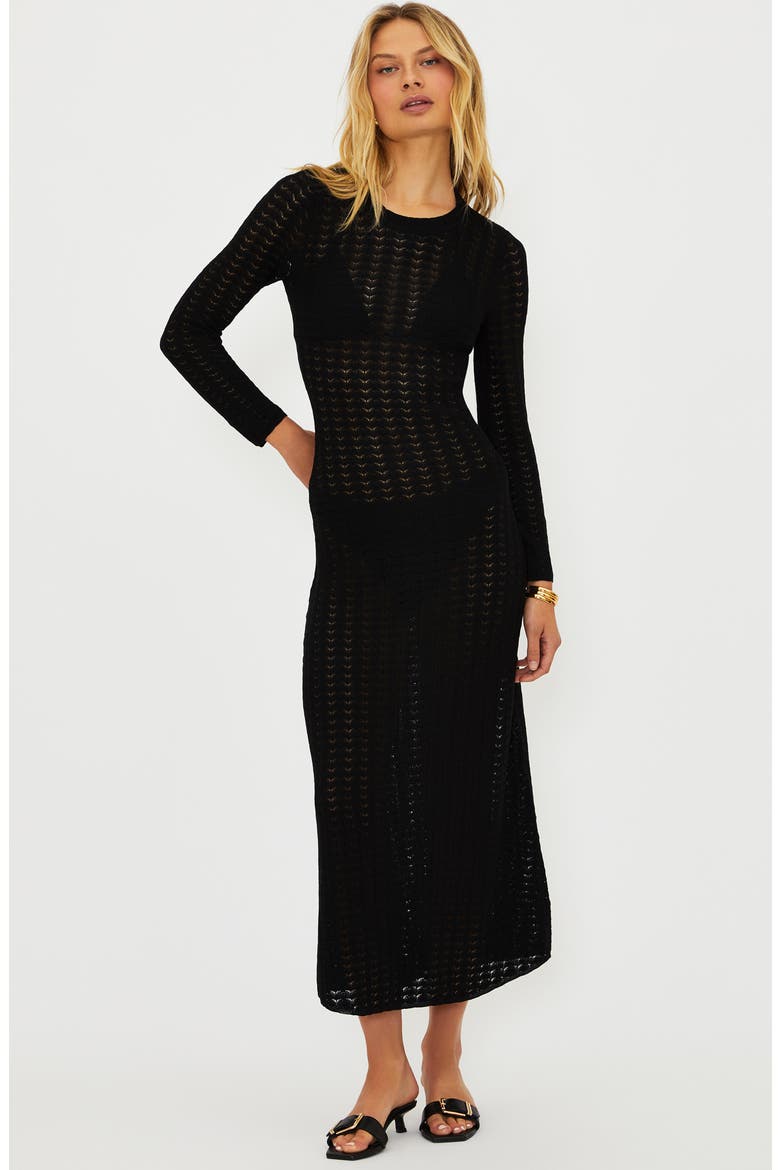 Dolly Long Sleeve Pointelle Cover-Up Maxi Dress, Alternate, color, MIDNIGHT