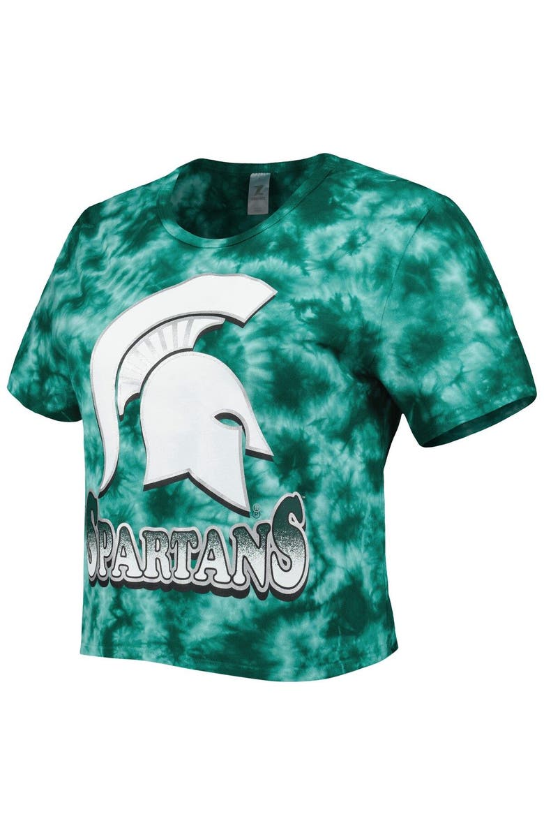 ZOOZATZ Women's ZooZatz Green Michigan State Spartans Cloud-Dye Cropped T-Shirt, Alternate, color, Green