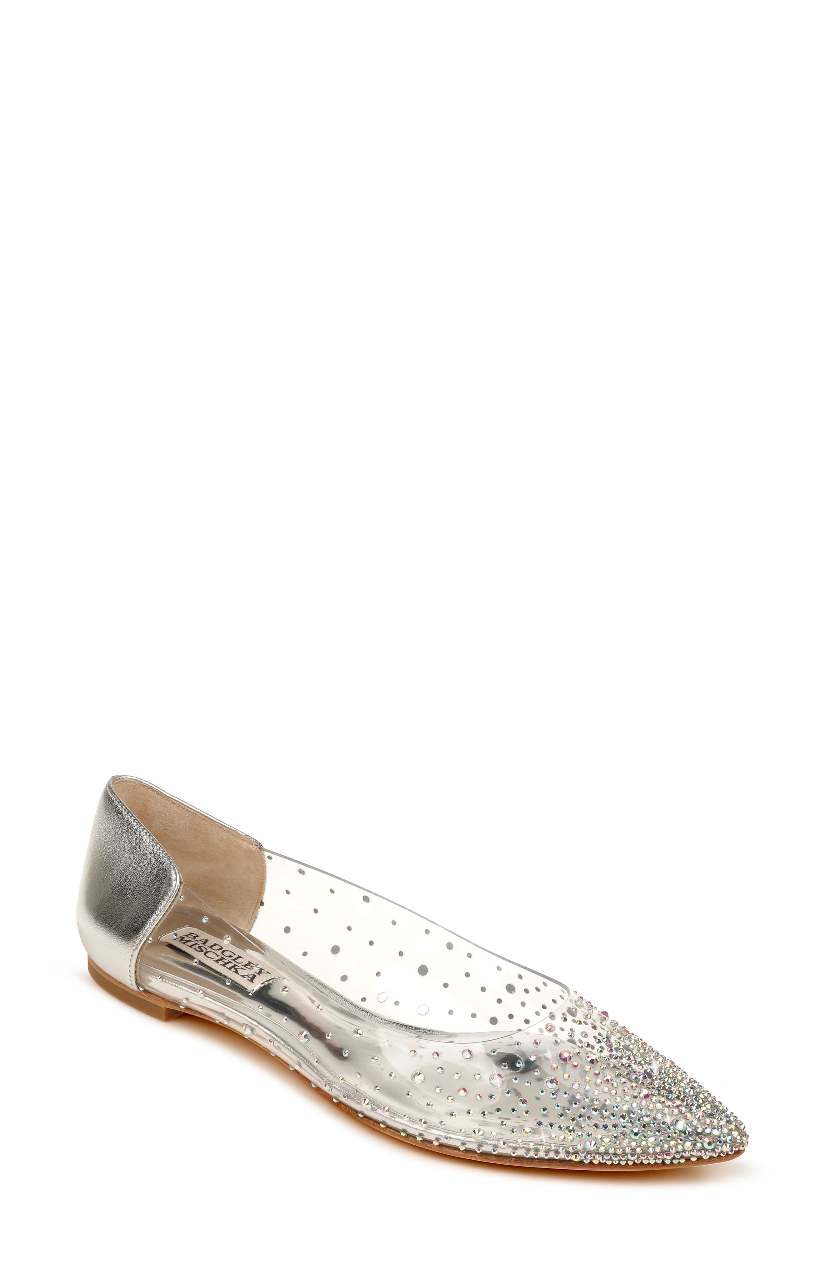 Badgley Mischka Collection Gabi Embellished Pointed Toe Flat, Main, color, 